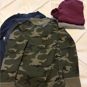 Old Navy Textured Long Sleeve Shirt - Olive and Navy